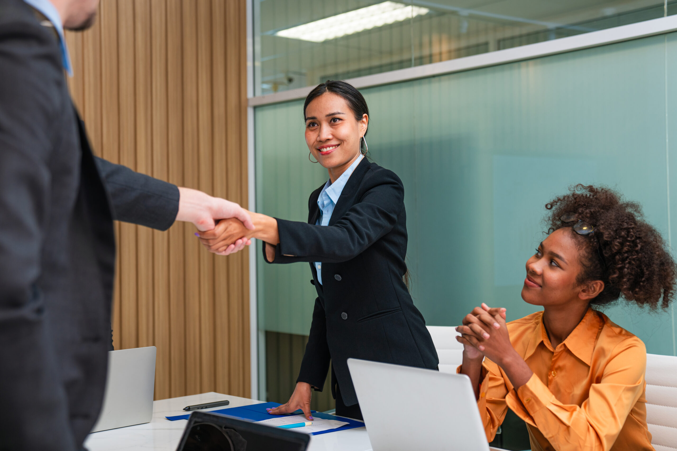 Multiracial business people having meeting and brainstorming discussed about work in conference room in the creative office.